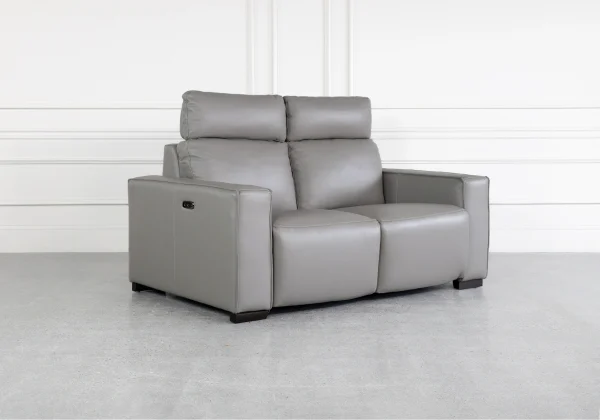Lotus Iron Leather Loveseat - Angle
