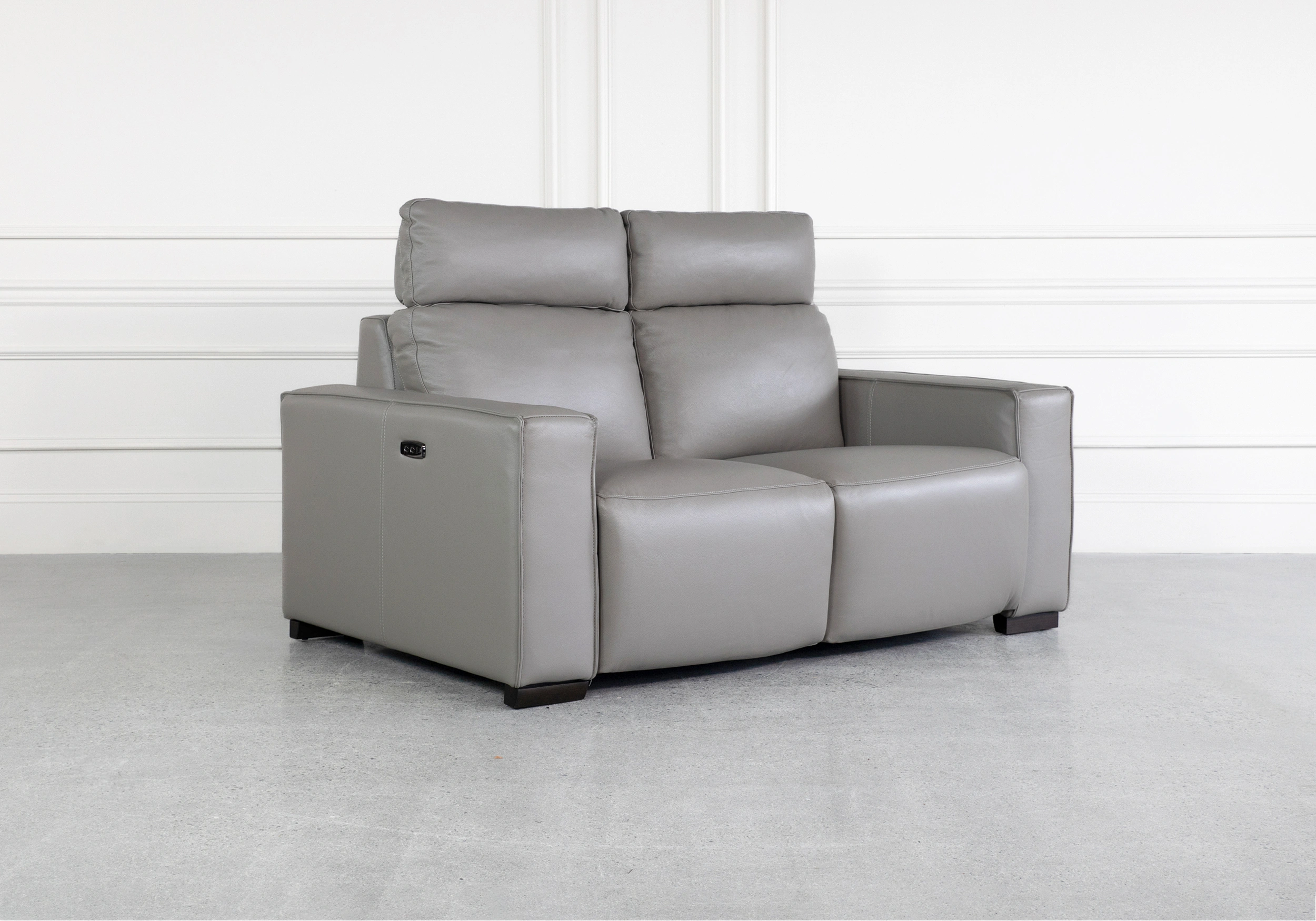 Lotus Iron Leather Loveseat Angle