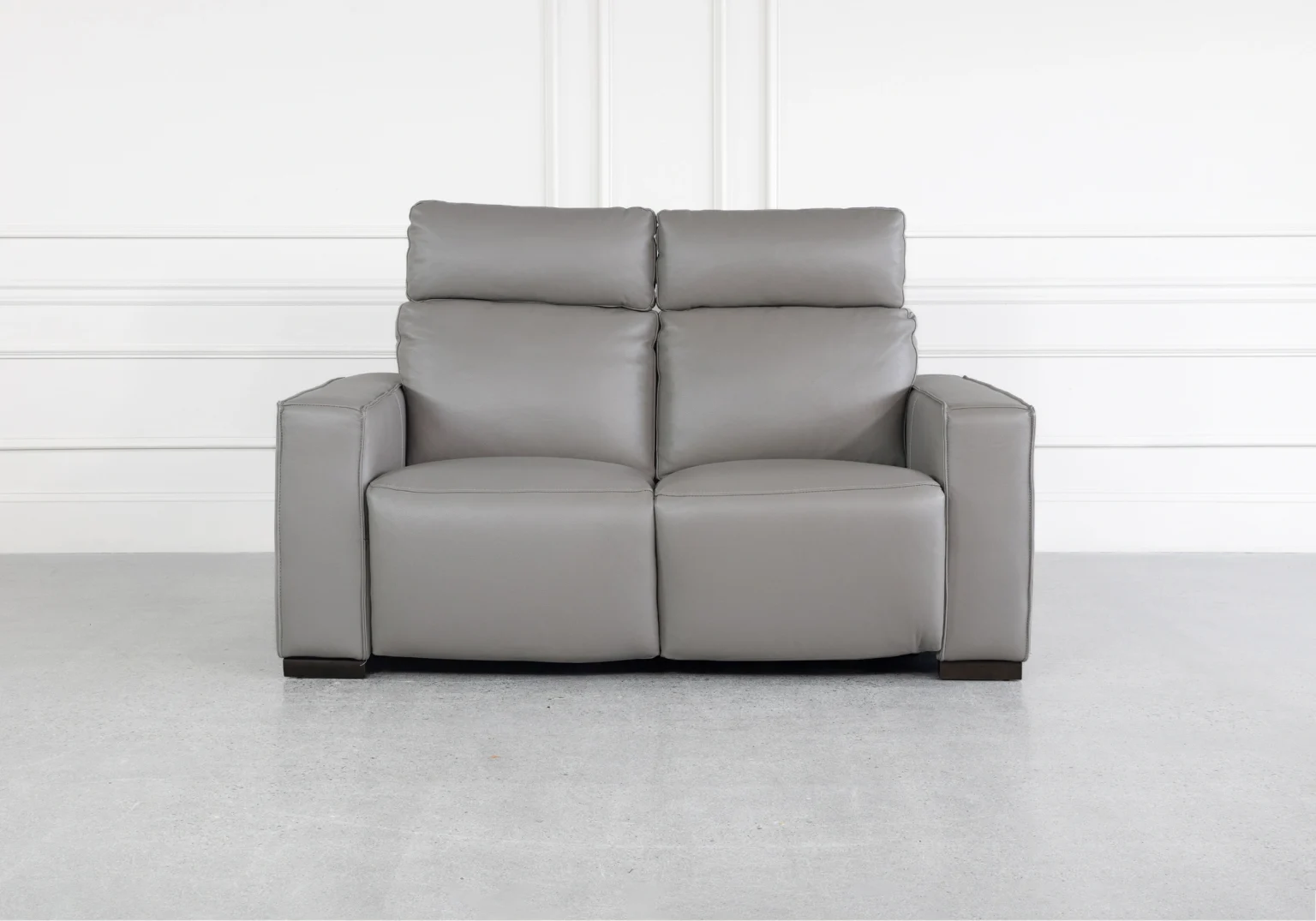 Lotus Iron Leather Loveseat Front