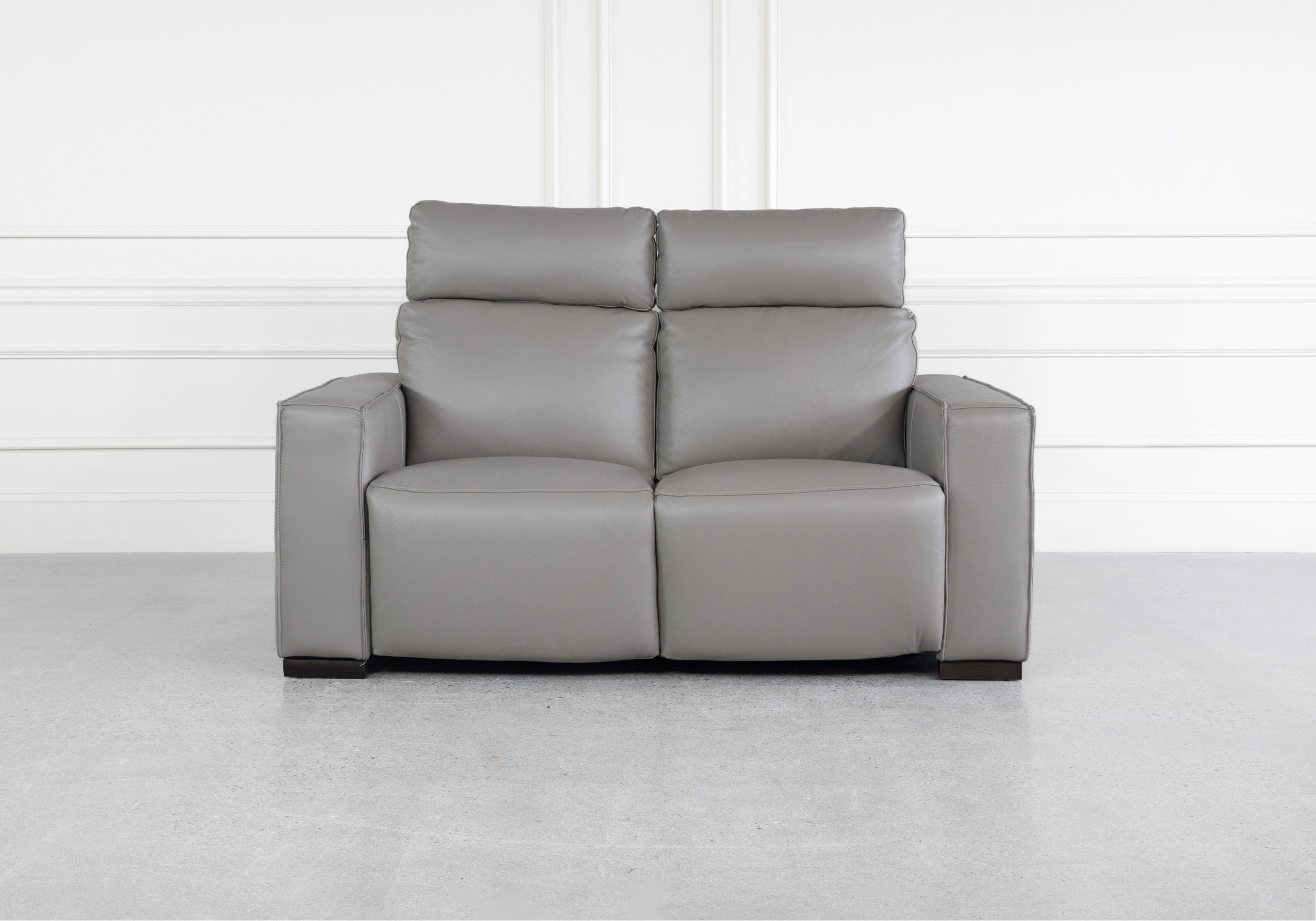 Lotus Iron Leather Loveseat Front