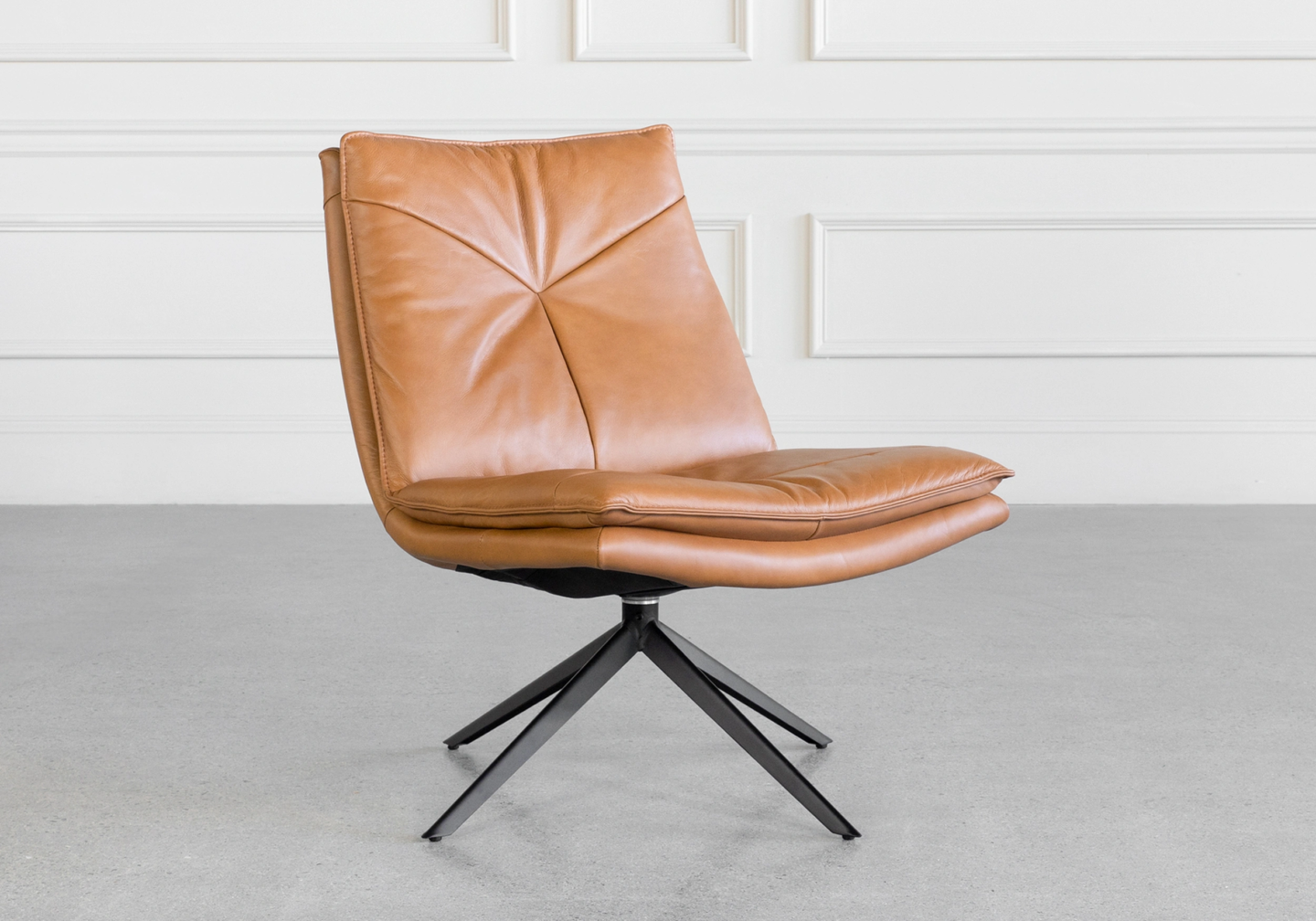 Aubrey Camel J664 Leather Accent Chair Angle