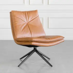 Aubrey Camel J664 Leather Accent Chair Angle Aubrey Camel J664 Leather Accent Chair Angle
