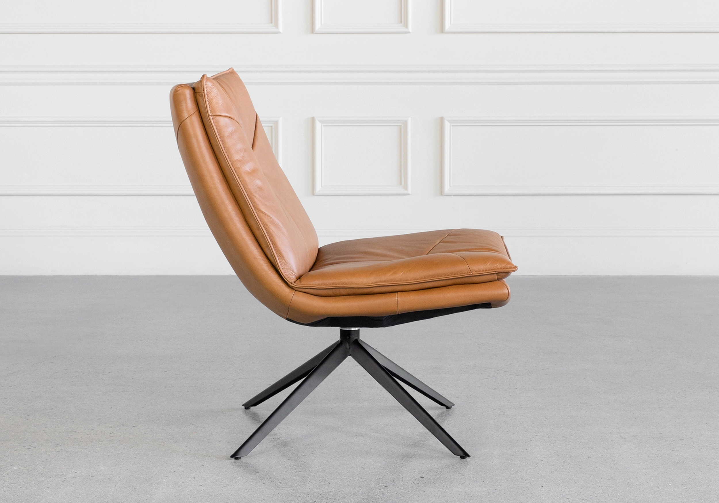 Aubrey Camel J664 Leather Accent Chair Side Aubrey Camel J664 Leather Accent Chair Side