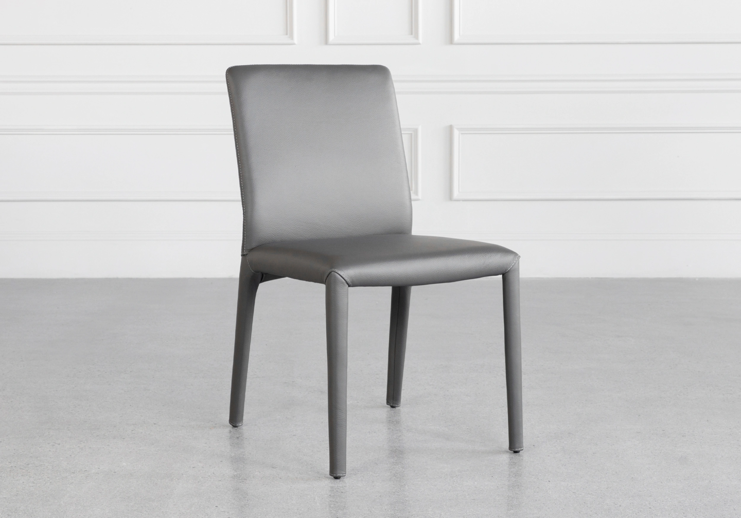 Elaine Grey Leather Dining Chair Angle