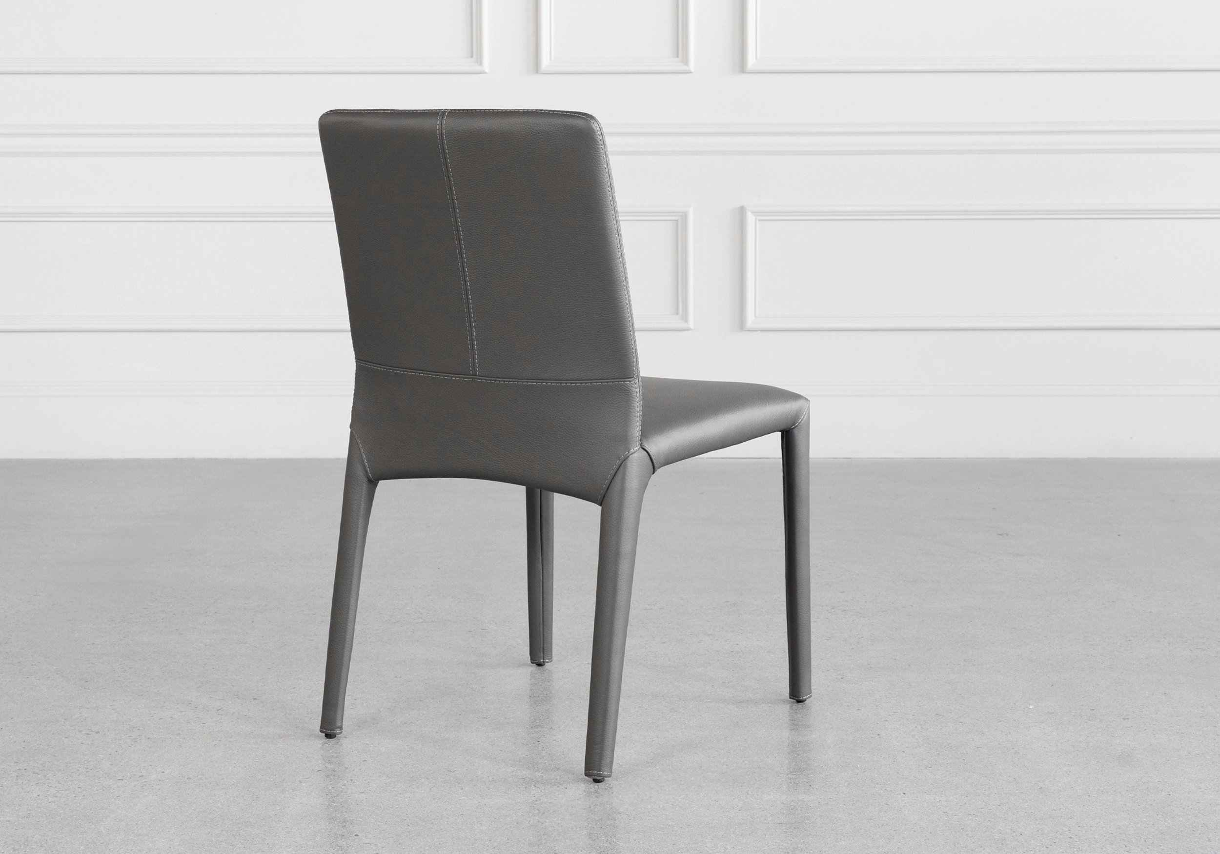Elaine Grey Leather Dining Chair Back Elaine Grey Leather Dining Chair Back