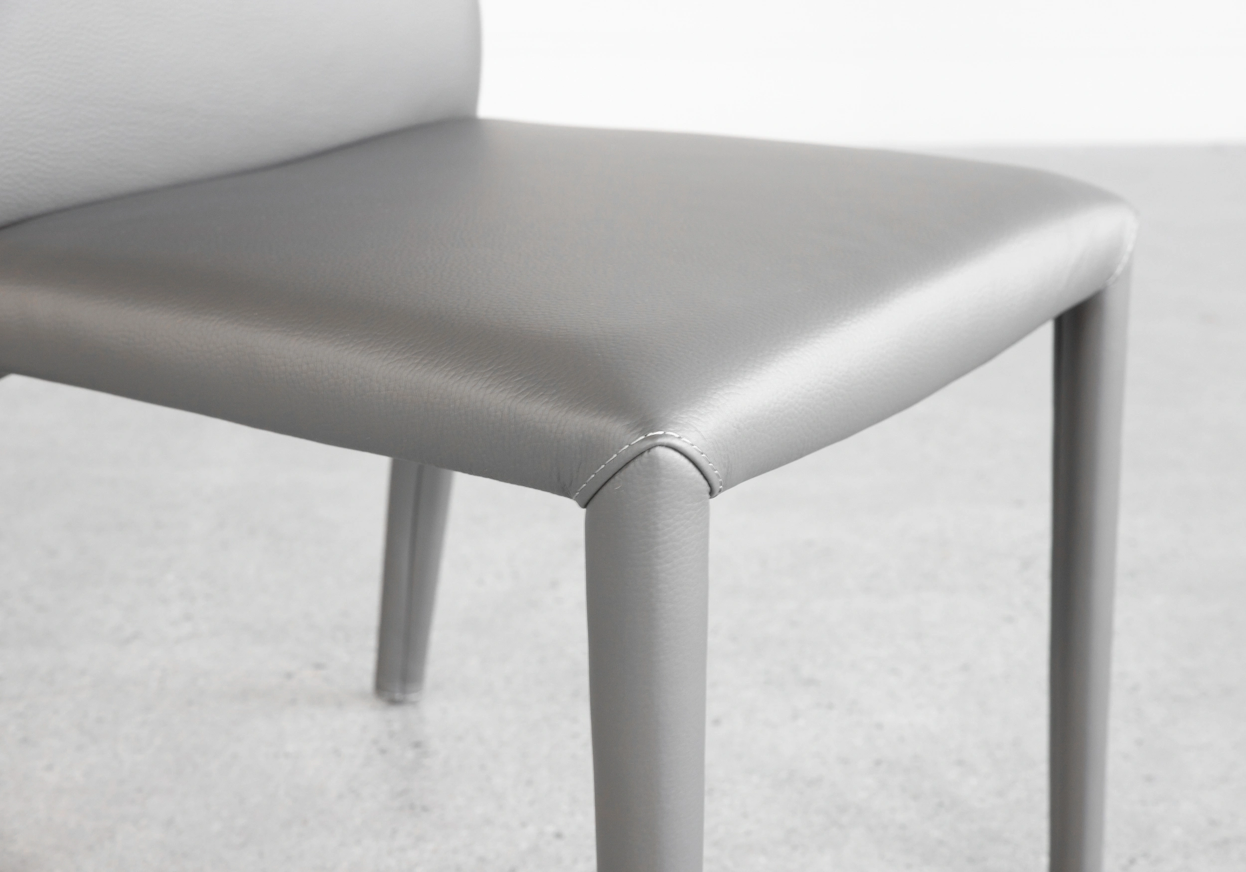 Elaine Grey Leather Dining Chair Details Elaine Grey Leather Dining Chair Details