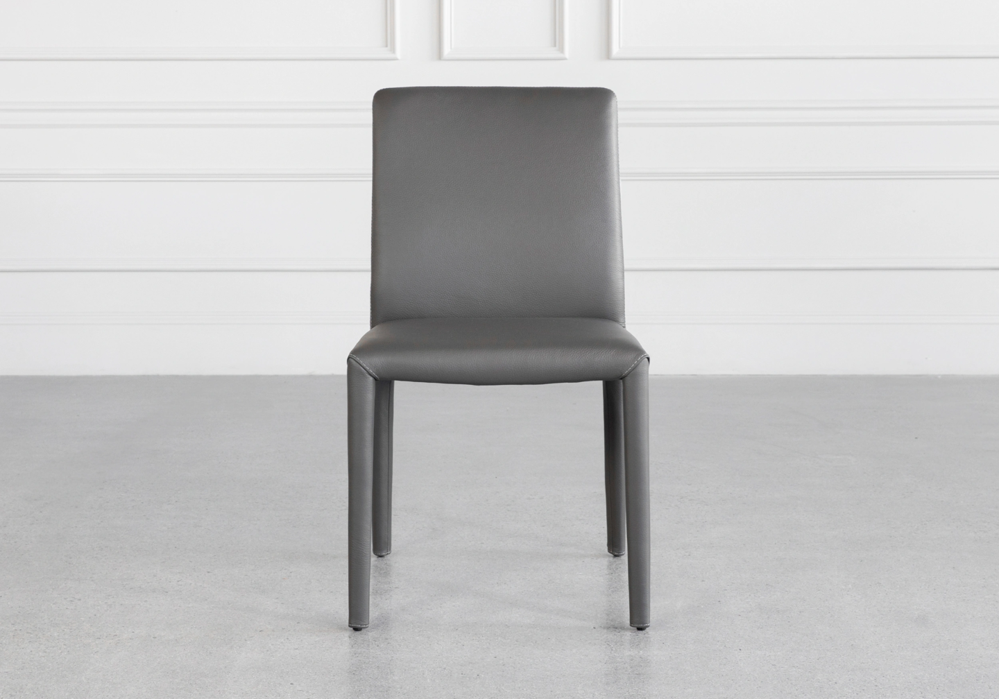 Elaine Grey Leather Dining Chair Front