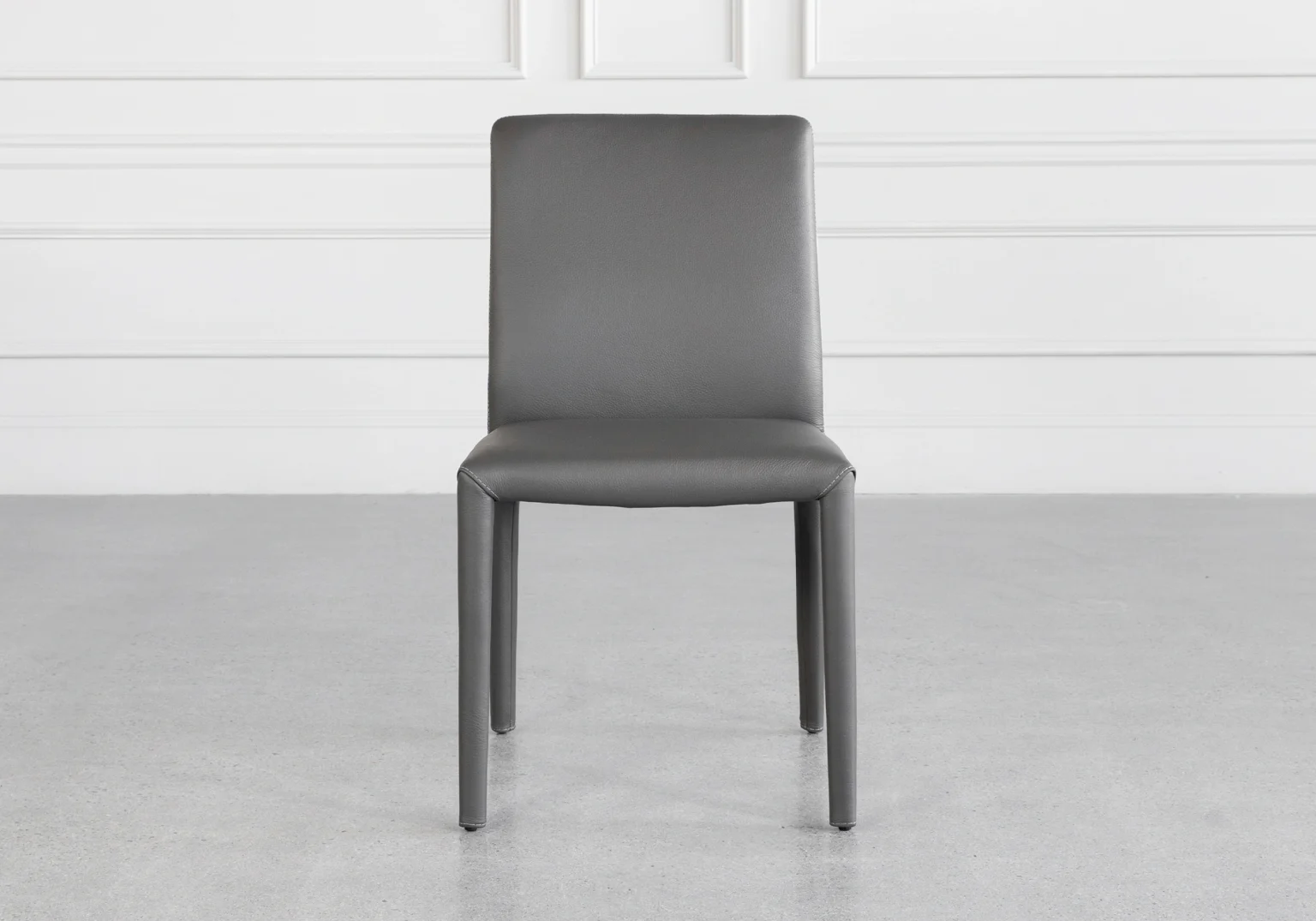 Elaine Grey Leather Dining Chair Front