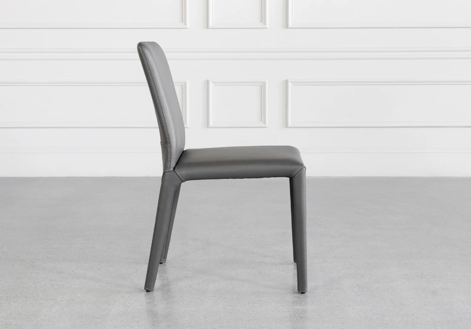 Elaine Grey Leather Dining Chair Side