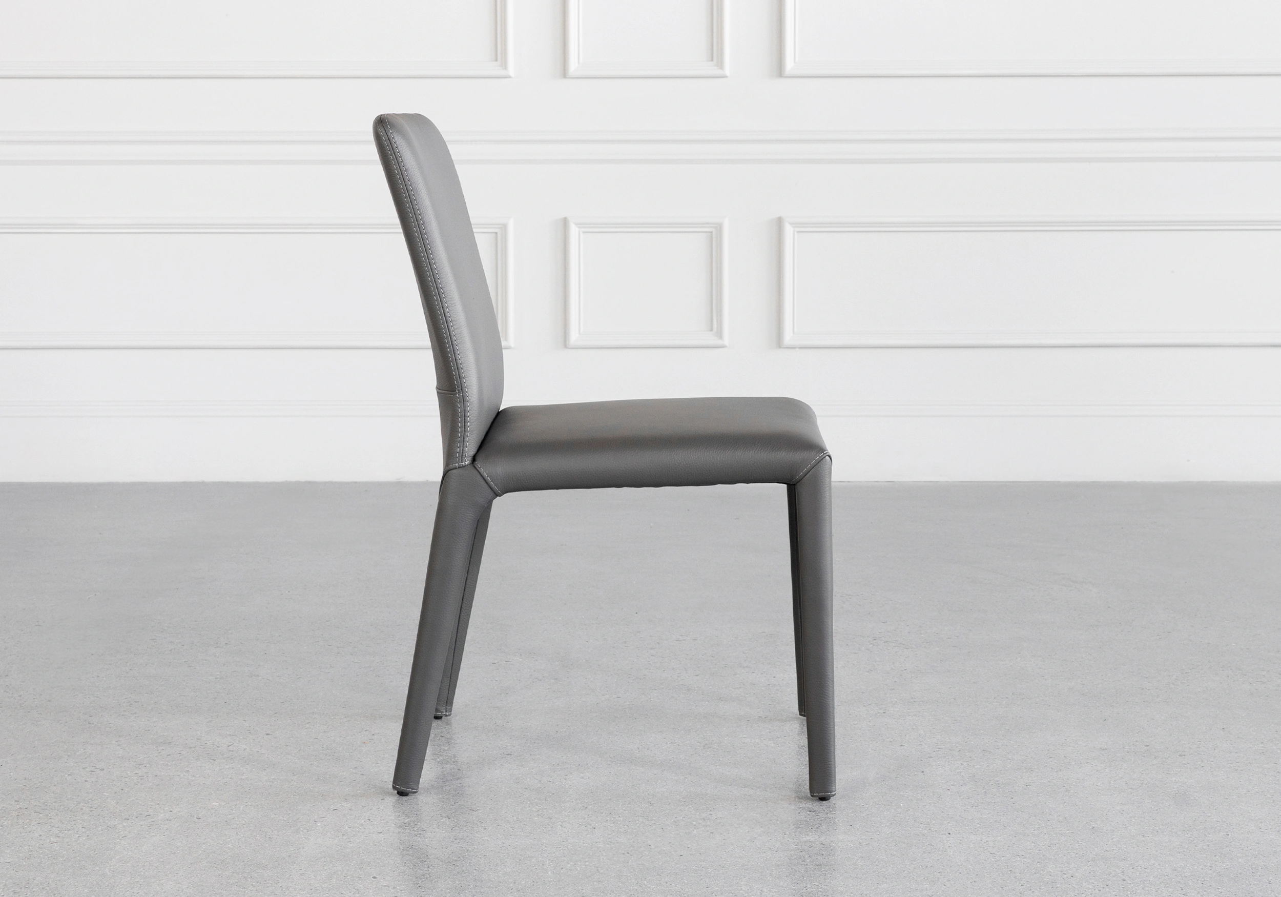 Elaine Grey Leather Dining Chair Side Elaine Grey Leather Dining Chair Side