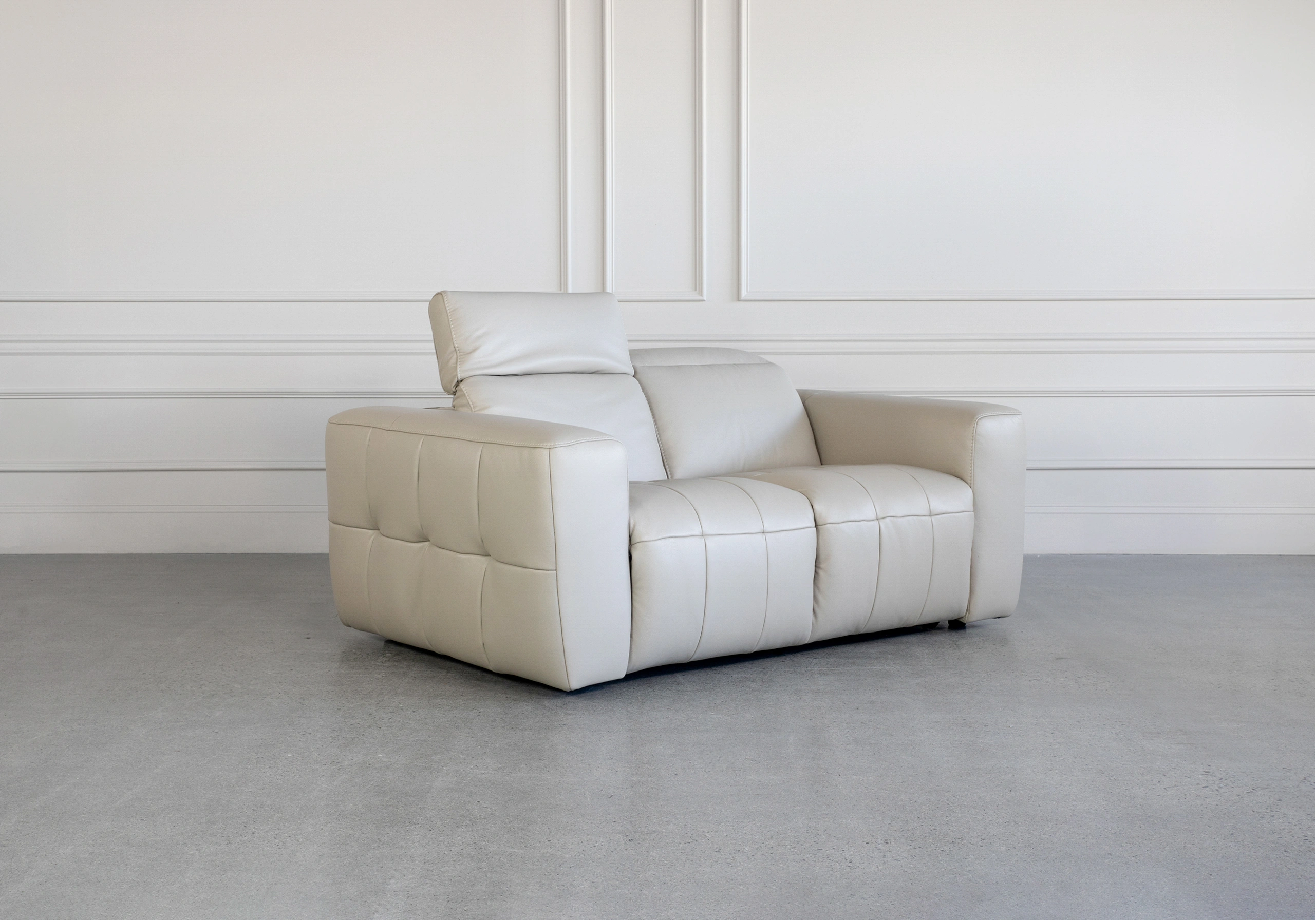 Haven Taupe M5652 Leather Loveseat Angle R 1 Haven Taupe M5652 Leather Loveseat Angle R 1