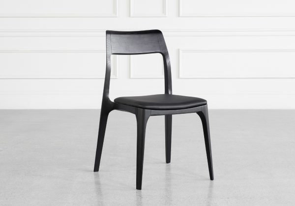 Alfred Black Vinyl Dining Chair - Angle