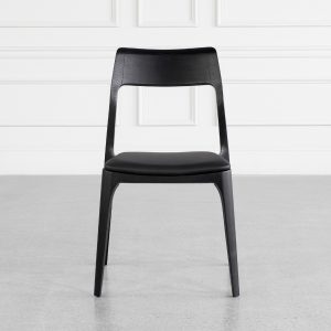 Alfred Black Vinyl Dining Chair - Front
