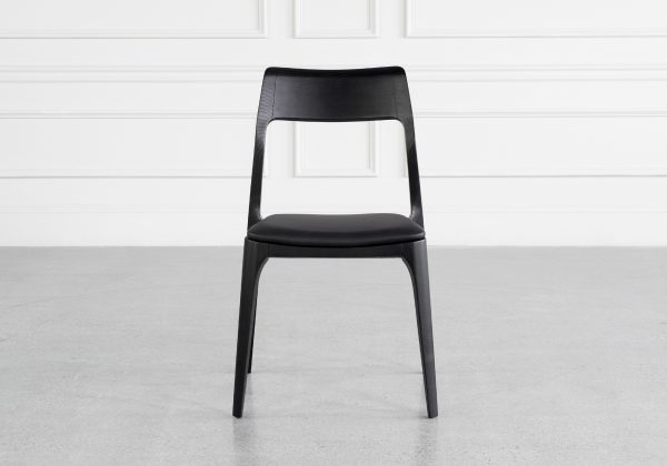 Alfred Black Vinyl Dining Chair - Front