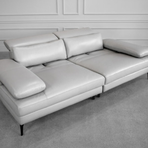 Allegra Leather Lrg. Sofa in Silver Allegra Leather Lrg. Sofa in Silver