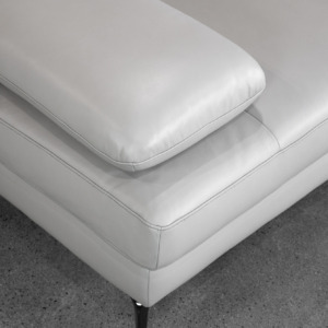 Allegra Leather Lrg. Sofa in Silver - Close Up Allegra Leather Lrg. Sofa in Silver - Close Up