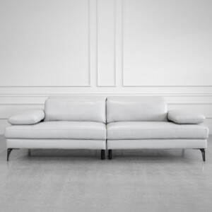 Allegra Leather Lrg. Sofa in Silver - Front
