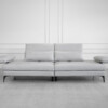 Allegra Leather Lrg. Sofa in Silver - Front - 4 Allegra Leather Lrg. Sofa in Silver - Front - 4