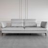 Allegra Silver L92 Leather Large Sofa - Cushions - 1