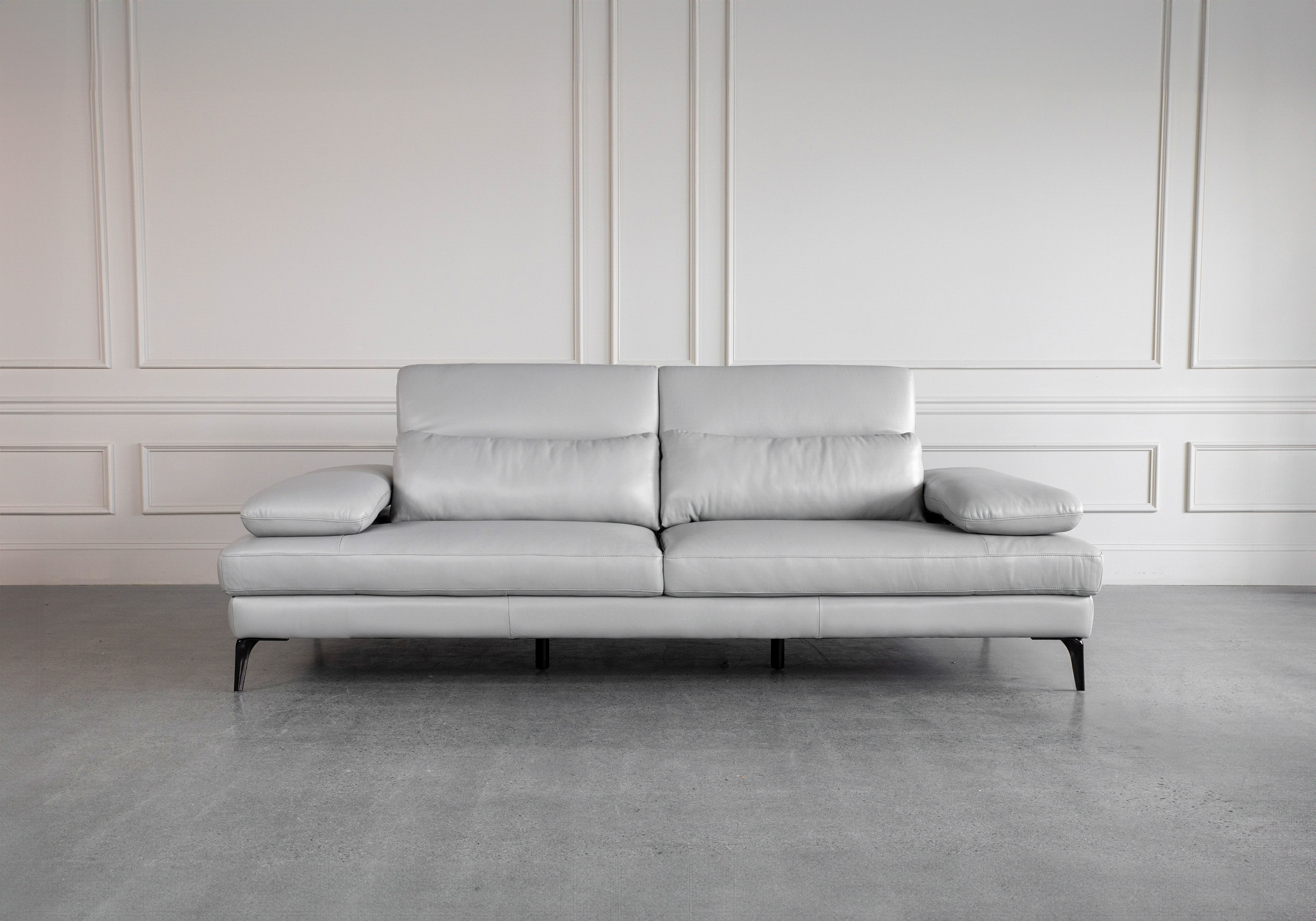 Allegra Silver L92 Leather Large Sofa Front 1