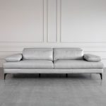 Allegra Silver L92 Leather Large Sofa Front