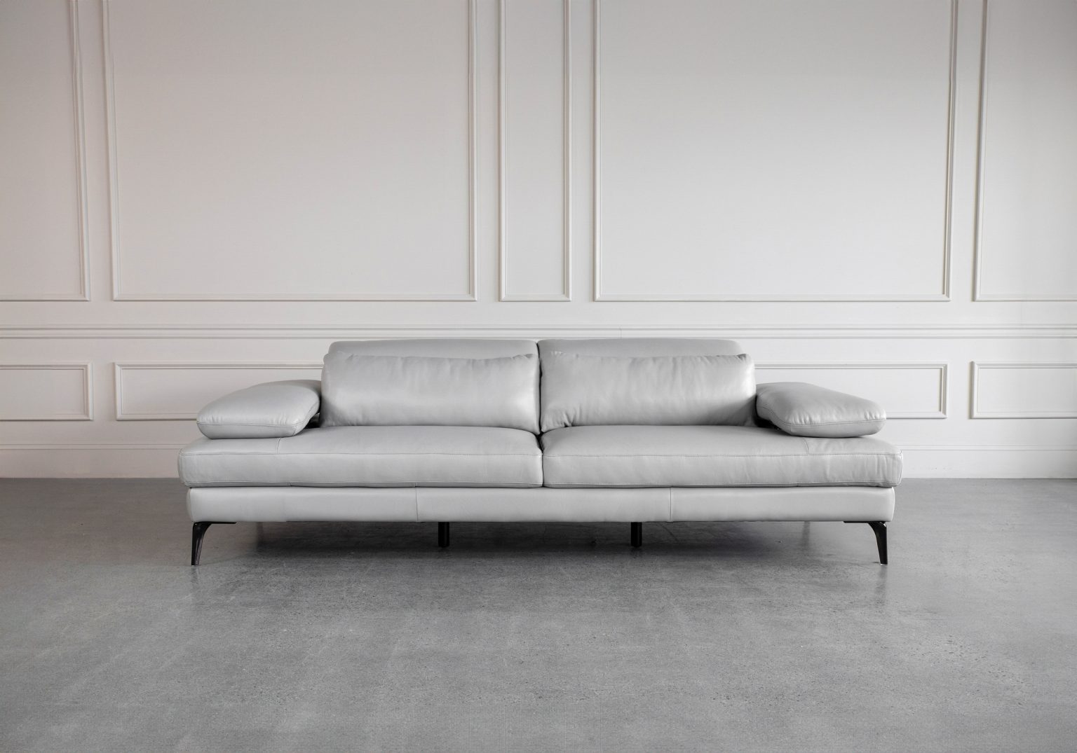 Allegra Silver L92 Leather Large Sofa Front