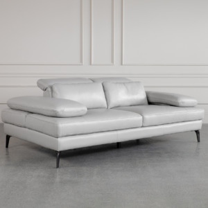 Allegra Silver L92 Leather Sofa Angle Allegra Silver L92 Leather Sofa Angle
