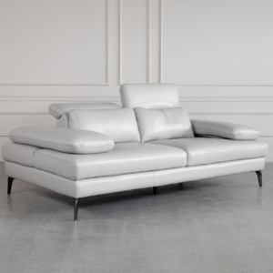 Allegra Silver L92 Leather Sofa Angle Headrest Allegra Silver L92 Leather Sofa Angle Headrest
