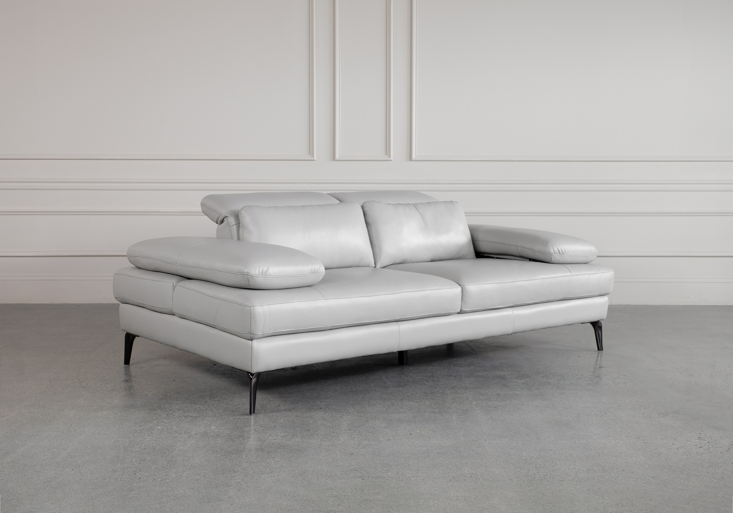 Allegra Silver L92 Leather Sofa Angle Allegra Silver L92 Leather Sofa Angle