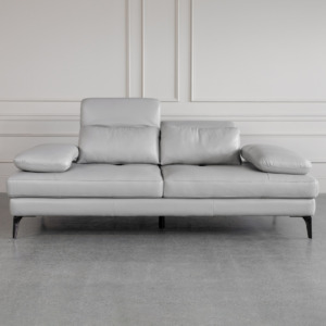 Allegra Silver L92 Leather Sofa Front 1 Allegra Silver L92 Leather Sofa Front 1