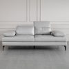 Allegra Silver L92 Leather Sofa - Front - 2