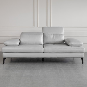 Allegra Silver L92 Leather Sofa Front 2 Allegra Silver L92 Leather Sofa Front 2