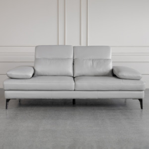Allegra Silver L92 Leather Sofa Front 3 Allegra Silver L92 Leather Sofa Front 3