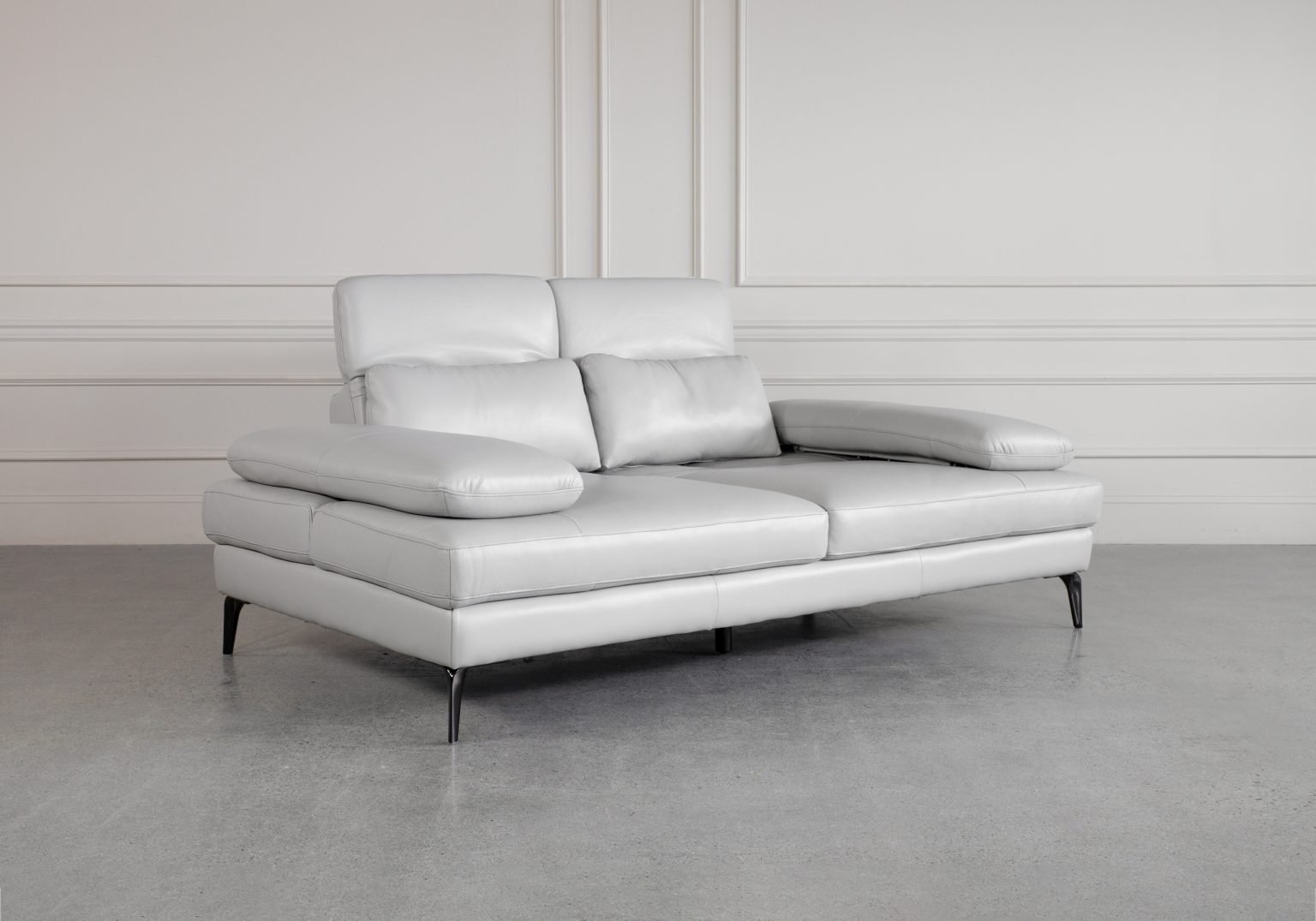 Allegra Silver L92 Leather Sofa Headrests