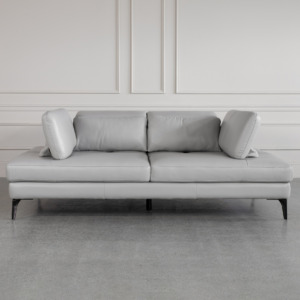 Allegra Silver L92 Leather Sofa Side Cushions Allegra Silver L92 Leather Sofa Side Cushions