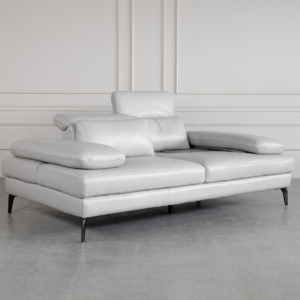 Allegra Silver Leather Sofa Angle Headrest Allegra Silver Leather Sofa Angle Headrest