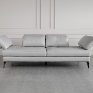 Allegra Silver Leather Sofa Side Cushions Allegra Silver Leather Sofa Side Cushions