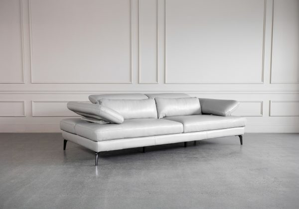 Allegra SilverL92 Leather Large Sofa - Angle