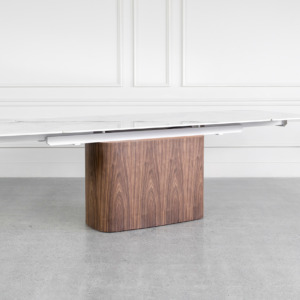 Aries White Royal Kalacata Dining Table Angle Ext
