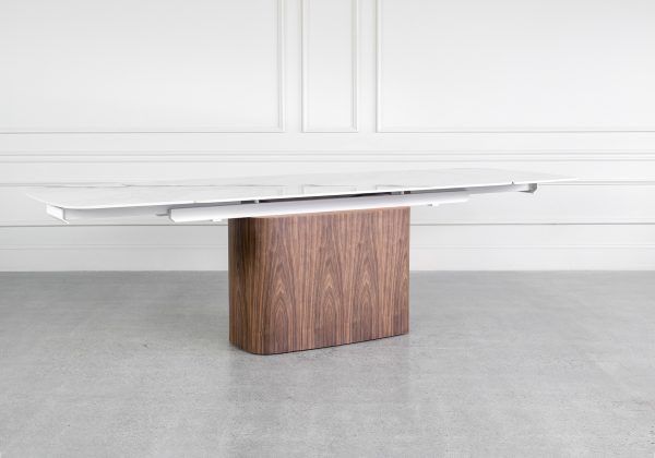 Aries White Royal Kalacata Dining Table - Angle - Ext