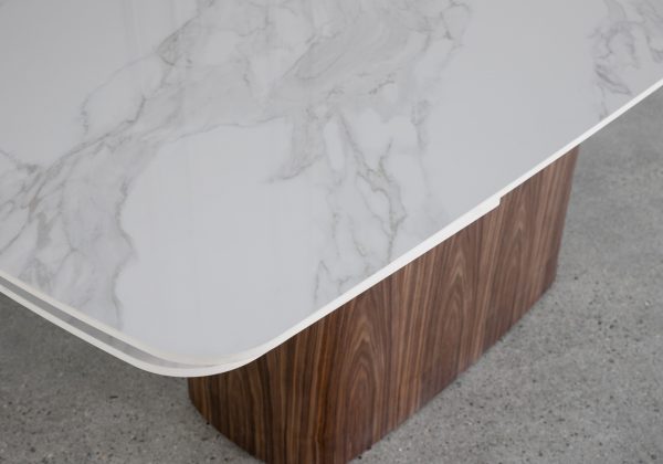 Aries White Royal Kalacata Dining Table - Details