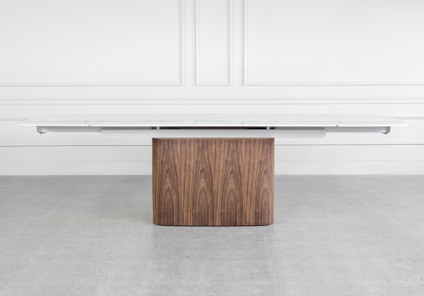 Aries White Royal Kalacata Dining Table Front Ext