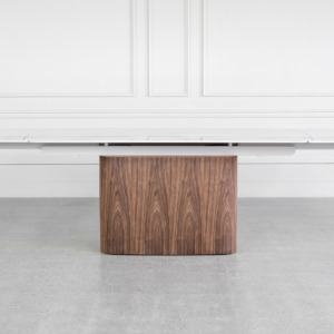 Aries White Royal Kalacata Dining Table Front Ext