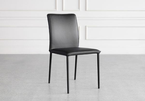Beatrice Black Leather Dining Chair - Angle
