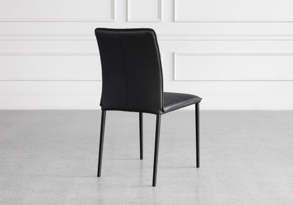 Beatrice Black Leather Dining Chair - Back