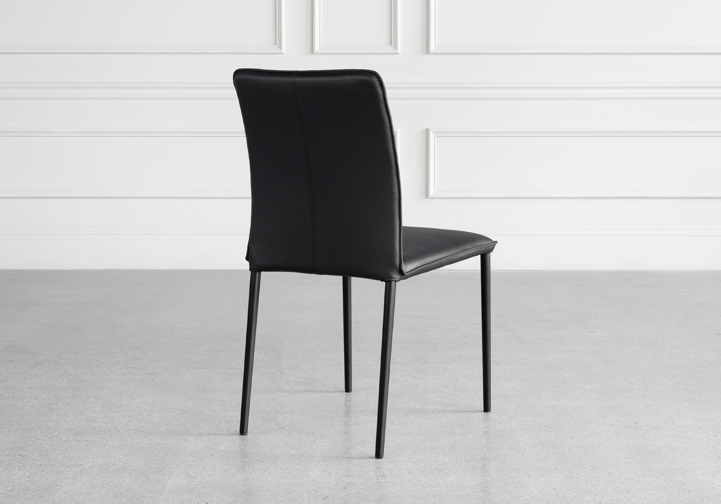 Beatrice Black Leather Dining Chair Back Beatrice Black Leather Dining Chair Back