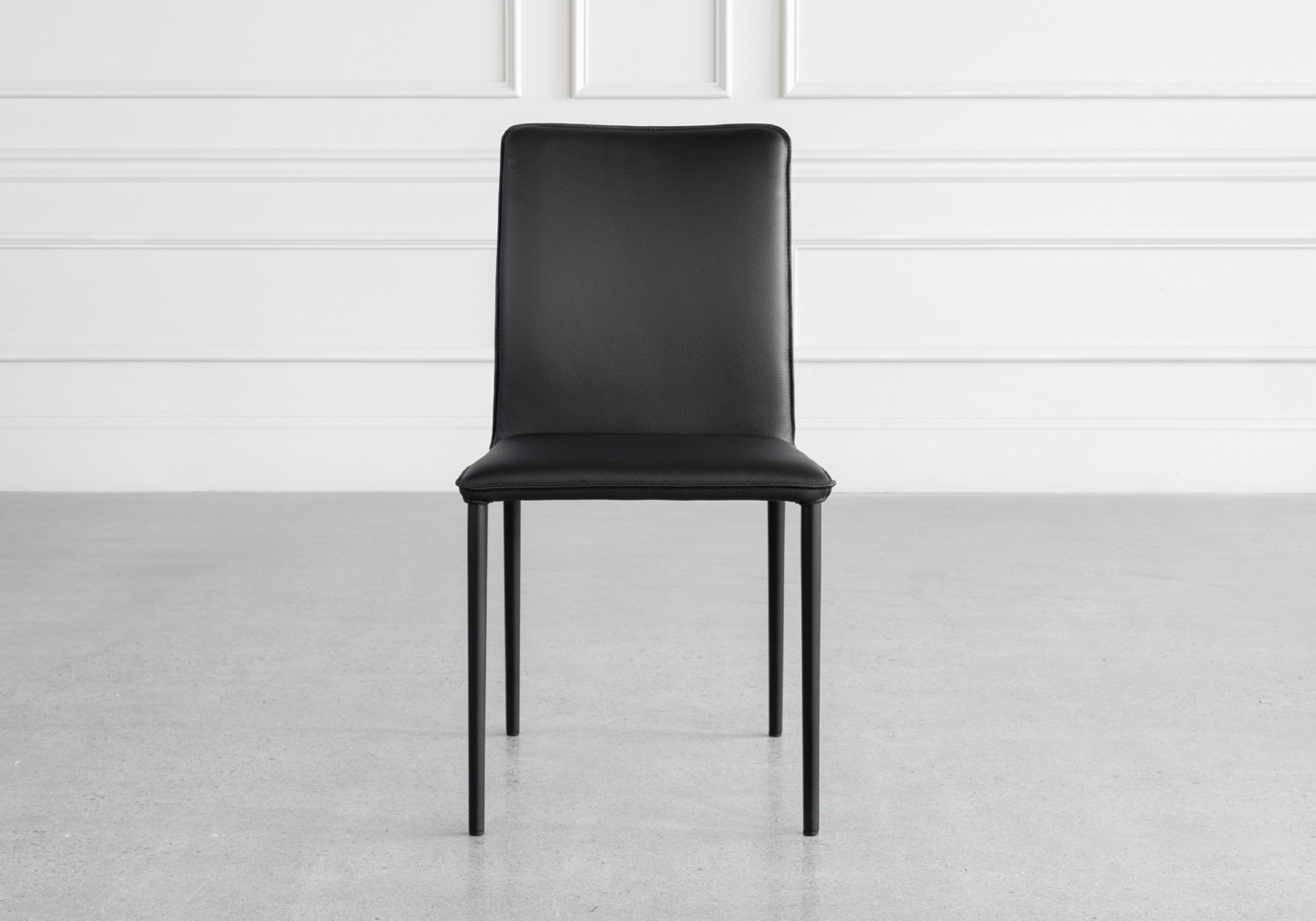 Beatrice Black Leather Dining Chair Front