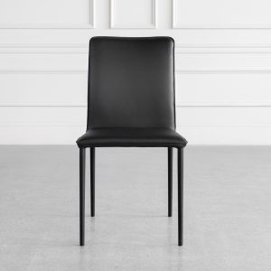 Beatrice Black Leather Dining Chair - Front