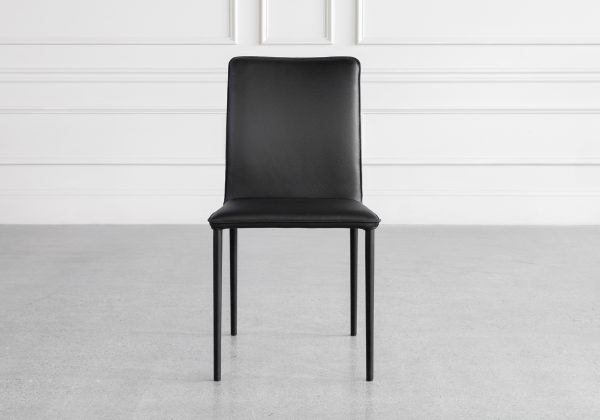 Beatrice Black Leather Dining Chair - Front