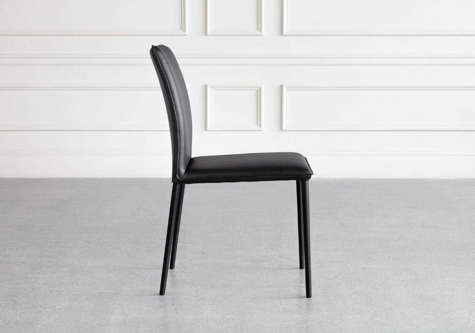 Beatrice Black Leather Dining Chair Side
